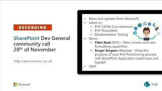 SharePoint PnP – General SharePoint Dev SIG community call – 28th of November 2019