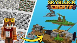 Building Farms in Minecraft Skyblock, but with the Create Mod