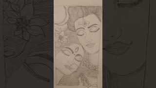 How to draw Lord Shiva with Maa Parvati | #shorts #drawing #ytshorts