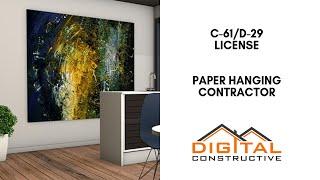 Contractor License for Wall Paper Removal, Interior Design, and Paper Hanging! C-61/D-29 Contractor!