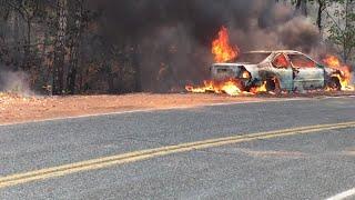 TV Antenna Job And Finding A Car On Fire.