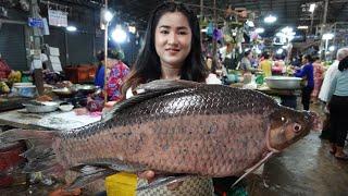 Countryside vlog: Yummy big black river fish cooking by Sreypov - Steamed fish recipe