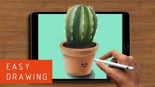 HOW TO DRAW CUTE CACTUS PLANT - EASY DRAWING WITH PROCREATE