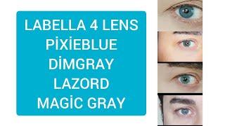 4 renk birden. doğal renkli lens #labella #lazord #dimgray #pixieblue #magicgray #renklilens