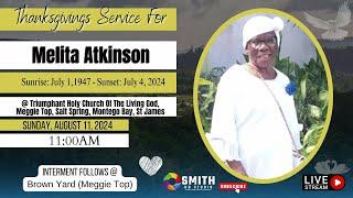 Thanksgivings Service For Melita Atkinson