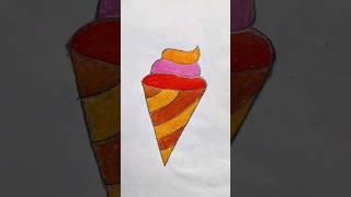 How to draw ice cream || Draw Ice cream cone from Alphabet letter v  #shorts #drawing