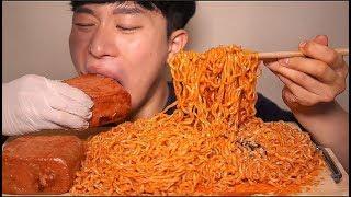 불닭볶음면 통스팸 처묵처묵하기 리얼사운드 먹방ㆍASMR SPICY FIRE NOODLES SPAM MUKBANG EATING SOUNDS