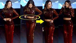 OOPS Malaika Arora Trying To Hide Stretch Marks In Tight Transparent Skirt @ Her New Song Launch