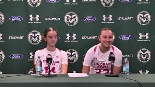 Colorado State Basketball (W): Leimane (L) and Simental (R) Post Game (UNLV, 24-25)