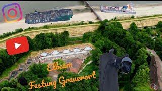 Elbcam mit Panoramablick auf die Elbe Live von der Festung Grauerort #grauerort #stade #elbcam