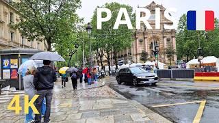 Paris, France - walking tour in the Latin Quarter... In the rain - Paris 4K