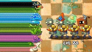 PvZ 2 Challenge - 100 Plants vs Team Ducky Tube Zombies Level 20. Which Plant Can Defeat Them?