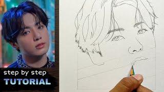 How to draw Jungkook Step by step - BTS Drawing Tutorial | YouCanDraw