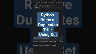 Python Remove Duplicates Trick Using Set #shorts #shortsvideo