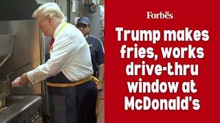 Trump makes fries, works drive-thru window at McDonald's