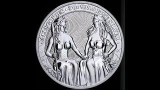 Серебряный раунд 1oz Аллегории Австрии и Германии 5 Марок 2021 (Round Germania Allegories Austria)