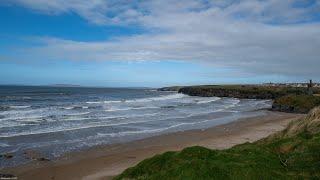 West Irish beach, Atlantic ocean, long strip of sand and cliffs, February 2025, Ballybunion. P1. 4K