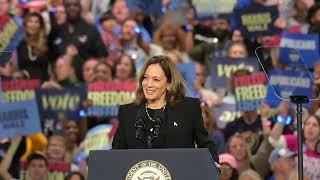 Kamala Harris responds to hecklers during Harrisburg, Pa. rally