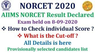 NORCET 2020 Result || How to Check your Individual Score || Cut -off for AIIMS NORCET 2020-2021
