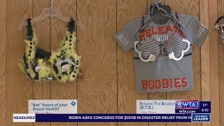 Exhibit featuring colorful and creative bras raises awareness about breast cancer