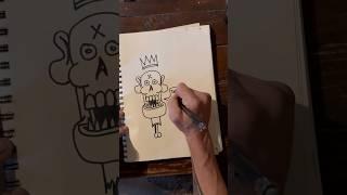 Daily Faces Challenge: Day 262/365 - Pigment Liner Skull Drawing | Quick Art Timelapse ️ #shorts