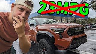 The 2024 Toyota Tacoma TRDPRO is rated at 23MPG... Here are my results after first fill up