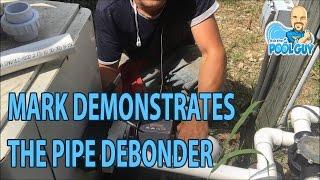 Ask the Pool Guy's Mark with the Pipe Debonder to save a heater fitting while replacing pipe