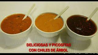 3 Salsas de chiles de árbol