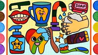 Hygiene Habits-Brush your teeth, Jelly Painting & Coloring for Kids, Toddlers, Dental Care Set