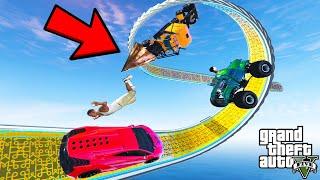 FRANKLIN TRIED IMPOSSIBLE GOLD SPIRAL LOOP MEGA RAMP PARKOUR CHALLENGE GTA 5 | SHINCHAN and CHOP