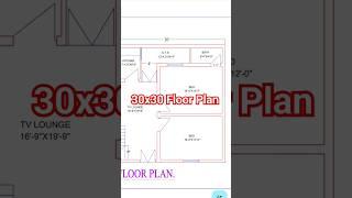 30x30 House Map, 30' by 30' Floor Plan, 30x30 Architect Plan, 30x30 2d Floor Plan