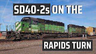 SD40-2s On The Rapids Turn -BN Green Duo!-