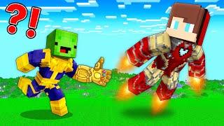 IRON MAN Speedrunner THANOS Hunter : JJ vs Mikey Battle in Minecraft Maizen!