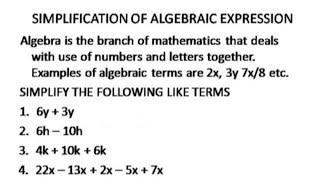 JSS1 ALGEBRA