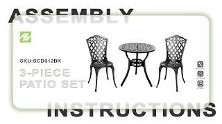 Nuu Garden® Outdoor 3-Piece Cast Aluminum Patio Set | ASSEMBLY INSTRUCTIONS