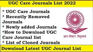 UGC Care Journal List 2022 | UGC-CARE Group 1, Group 2 Updated in October 2021 | Download List