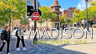 A drive through of Downtown Madison, Wisconsin USA   4K UHD