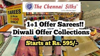 Chennai silks Diwali offers 2024| 50% offers| Tnagar Diwali Shopping | Buy 1 Get 1