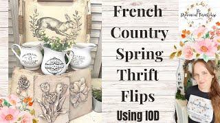 DIY French Country Spring Thrift Flips using IOD Stamps | High End Budget Friendly