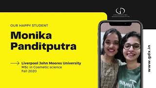 MSc Cosmetic Science in UK - Monika Panditputra | Grad-Dreams Review - Study in UK Consultants