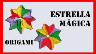  ORIGAMI: ESTRELLA MÁGICA REVERSIBLE .  (how to make a magic star from hearts)