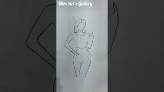 How to draw a girl in beautiful dress / Girl Drawing / Dress Drawing #Sketch #arts #newyoutuber