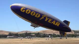 Goodyear Blimp N10A takeoff Livermore California 2015