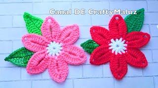 CROCHET TUTORIAL Como hacer flor tejida muy fácil | Flor tejida a crochet motivo