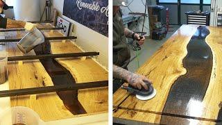 I build a River Table from oak wood and epoxy resin! Furniture making with casting resin