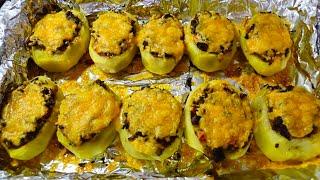 طرز تهیه سیب‌زمینی شکم پر, Zubereitung vom gefüllten Kartoffeln , Preparation of stuffed potatoes