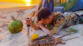 SOLO CAMPING | BERBURU & BAKAR LOBSTER DI PULAU INDAH | Spearfishing, Catch and Cook