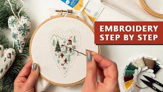 CHRISTMAS ORNAMENT - Hand Embroidery Tutorial For Beginners | HOLIDAY CITY Pattern