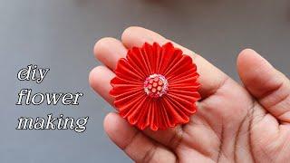 Ribbon flower / How to make ribbon flowers / Fabric Flower making / Ribbon flower how to make