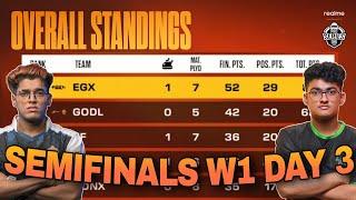 BMPS POINTS TABLE | DAY 3 SEMIFINALS Week 1 | OVERALL STANDINGS | BGMI TOURNAMENT | SOUL GODLIKE